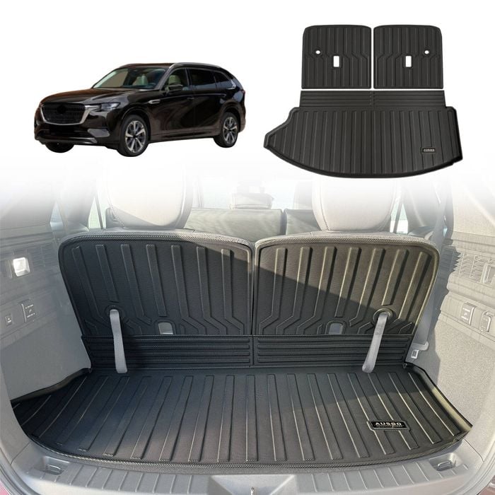 AUSGO Boot Liner for Mazda CX-80 CX80 2024-Onwards 3-Piece Set Cargo Trunk Mat Boot Mat