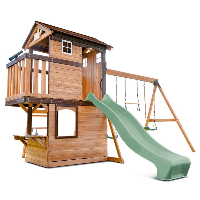 Lifespan Kids Darlington Swing Set & Play Centre with 2.2m Pastel Green Slide
