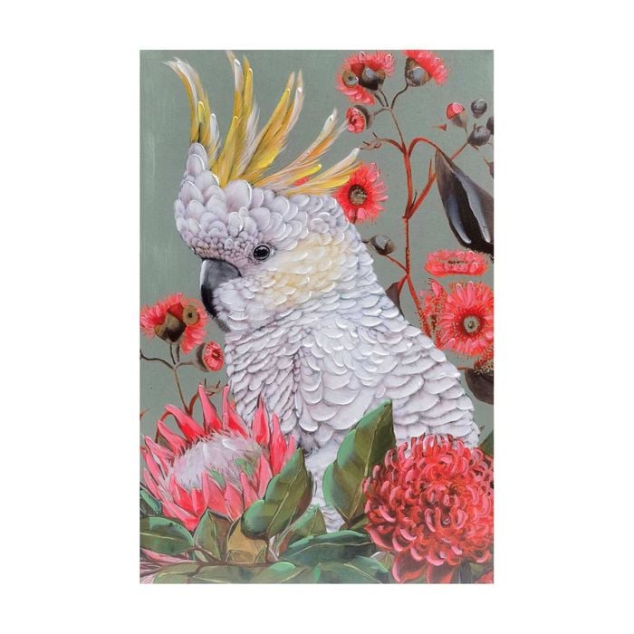 P&P White Cockatoo Hand Painting Canvas For Bright Interior Walls With Artistic Detail
