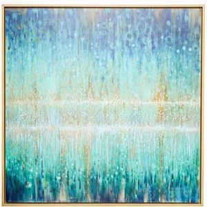 LVD Framed Canvas Rain Aqua Decorative Wall Art Home Decor 100x100cm