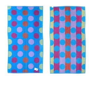 Jacquard Velour Cotton Rich Reversible Beach Towel 81 x 162 cm Blue Circles