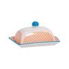 Nicola Spring Hand Printed Butter Dish - Ceramic Porcelain Spread Container Plate with Lid - 18.5cm