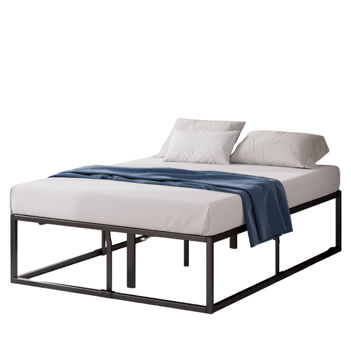 Zinus King Single Joseph Bed Frame Metal Bed Platform Base - 45cm High Black