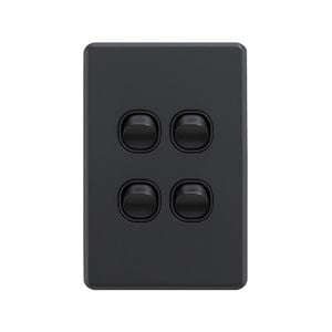 DETA Black Matte S-line Quad Vertical Wall Switch