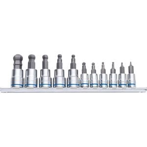 Kincrome 11 Piece 1/4" And 3/8" Drive Metric Short Series Ball-End Hex Socket Set