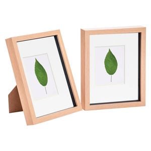 Nicola Spring 8" x 10" 3D Box Photo Frames with White 4" x 6" Mount - Light Wood - Pack of 2