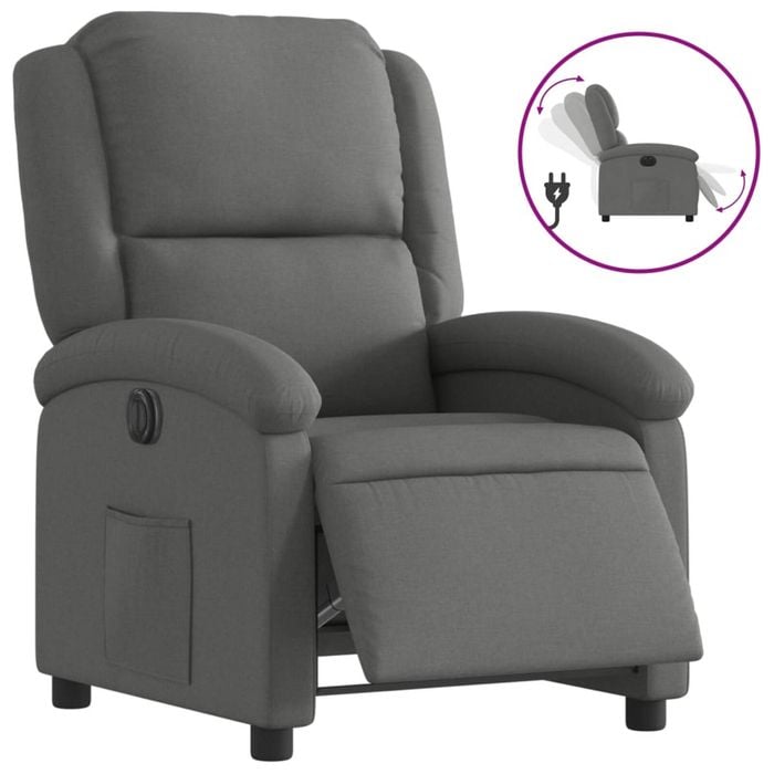 vidaXL Electric Recliner Chair Office Armchair Single Sofa Dark Grey Fabric