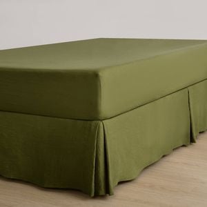 Dreamaker Superfine Washed Microfibre Pleated Valance Olive Super King Bed