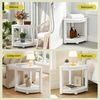 Homfurn 2-in-1 Outdoor Side Table & Shower Stool – Hdpe Corner Bench With Storage Shelf, 150kg Capacity, White