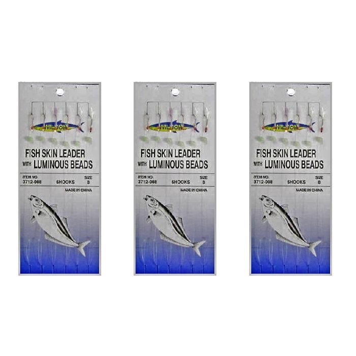 3x Surecatch Wilson Bait Jig - Fish Skin Fishing Rig 6 Hook - Size 8
