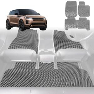 6D Diamond Car Floor Mats for Land Rover Range Rover Evoque 2018-Current-Full Set-Grey-Outback GT