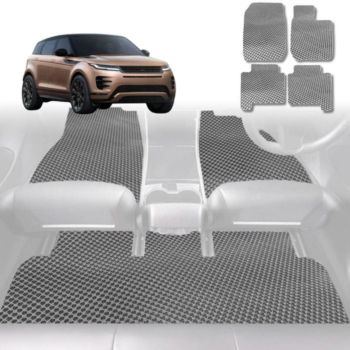 6D Diamond Car Floor Mats for Land Rover Range Rover Evoque 2018-Current-Full Set-Grey-Outback GT