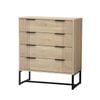 Oikiture 4 Chest of Drawers Storage Cabinet Dresser Table Lowboy Natural