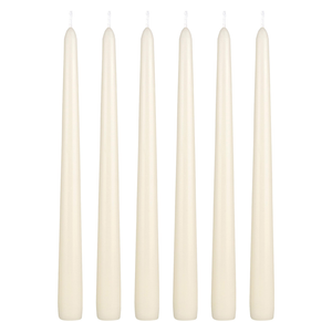 4x Tapered Dinner  Unscented Taper Wedding Candle 25cm in Ivory