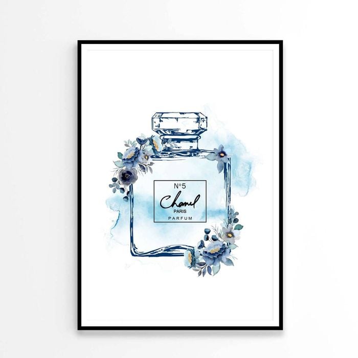 Fashion Perfume with Blue Shaded Flowers Design   Print 100% Australian Made 90 x 120cm   (Poster)