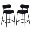 Advwin Bar Stools Set of 2 Velvet Boucle Kitchen Counter Stools Black