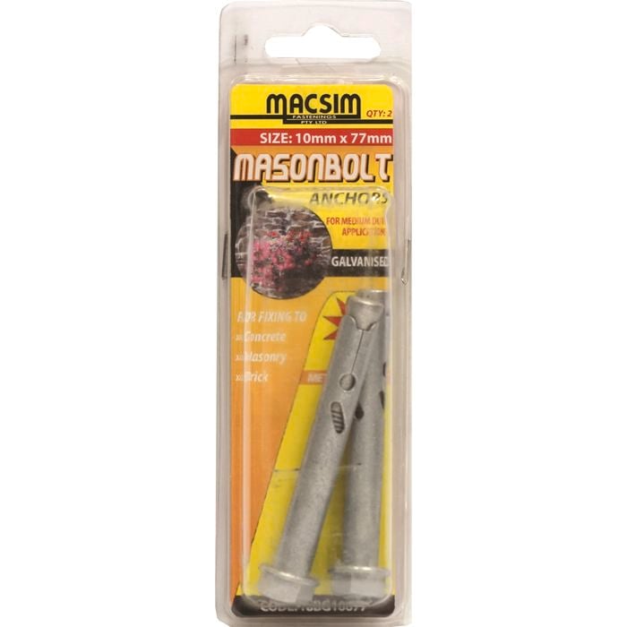Macsim Fasteners 10 x 77mm Galvanised Sleeve Anchor - 2 Pack