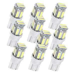 10 Pack T10 W5W 7020 SMD LED Car Bulbs - White Interior & License Plate Lights 12V-24V