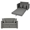 Ufurniture 130cm Convertible 2 Seater Sofa Bed Linen Loveseat Floor Sleeper Sofa w/ 2 Pillow & Side Pocket Grey