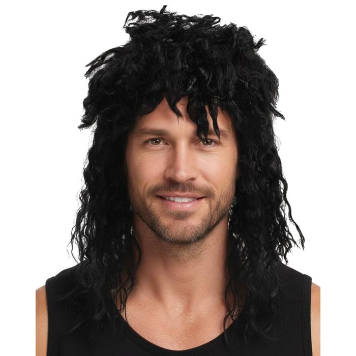 s Rock Hip Hop Wig Punk Rockstar 80s Party Costume Dude Bogan Curly Black