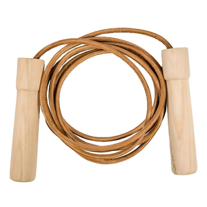Partenope Fitness Leather Cord and Wood Handle Skipping Rope