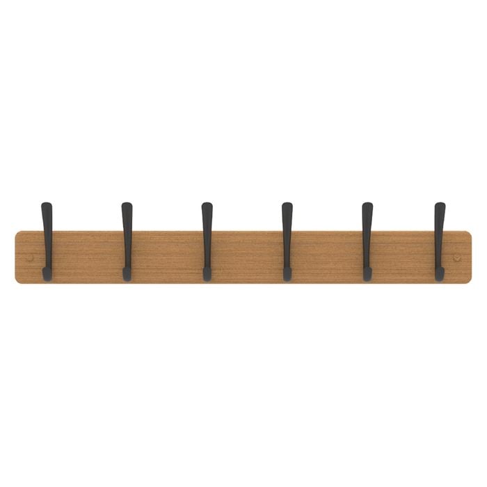 MODE 6 Black Hooks On Bamboo Board Hat And Coat Rack