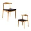 Henrik 2pc Set Dining Chair Replica Hans Wegner Elbow Solid Ash Timber Natural
