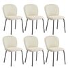 Oikiture 6x Dining Chairs Kitchen Accent Chairs Chenille Pad Metal Legs Beige