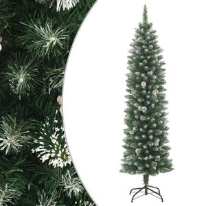 P&P Green & White Slim Christmas Tree 150cm PVC White Snow Flocked