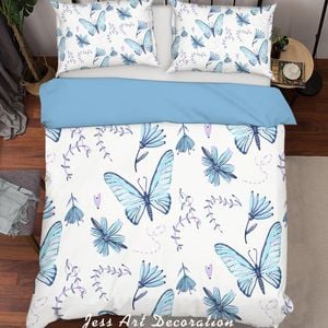 3D Blue Butterfly Quilt Cover Set Bedding Set Pillowcases 58