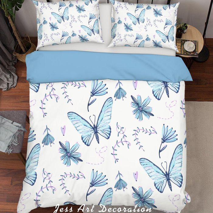 3D Blue Butterfly Quilt Cover Set Bedding Set Pillowcases 58