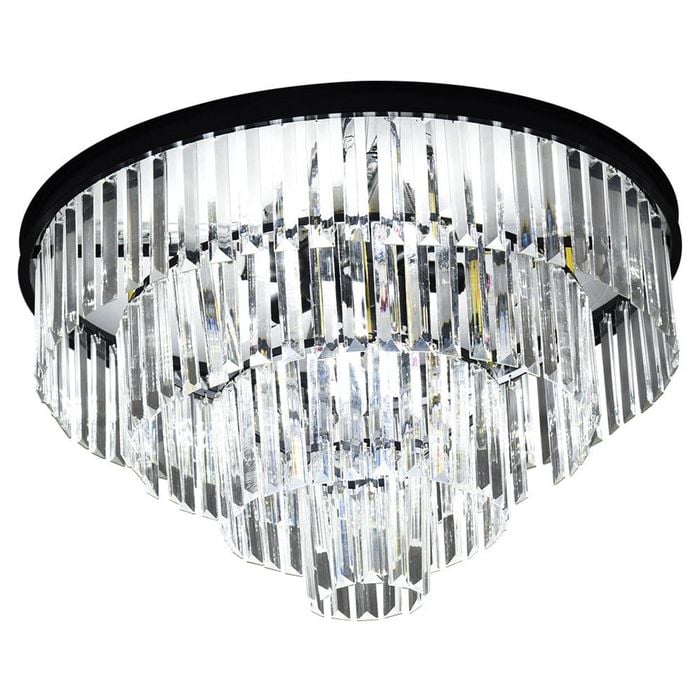 Eli & Co. Lighting Brionne Crystal Tiered Flush Mount Chandelier 80cm Ceiling Light - Black
