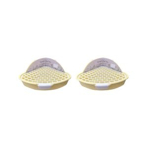 2PK Nature Island Corner 25x20cm w/Clips Cat/Dog Poop Pet Litter Tray Small Yellow
