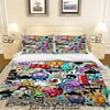 3D Graffiti Rock Colorful Monster Quilt Cover Set Bedding Set Duvet Cover Pillowcases LXL