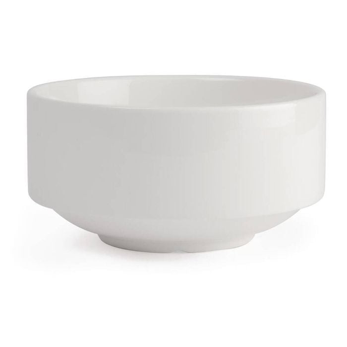 Olympia Stacking Soup Bowls Lumina White 398ml 14oz 6 Pack Commercial Tableware Hospitality Kitchen Dining Bowls
