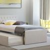 Istyle Norman King Single Trundle Storage Bed Frame Fabric White Oak Beige