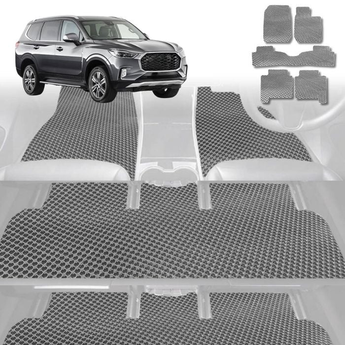 6D Diamond Car Floor Mats for LDV D90 2017-Current-Ultimate Set-Grey-Outback GT