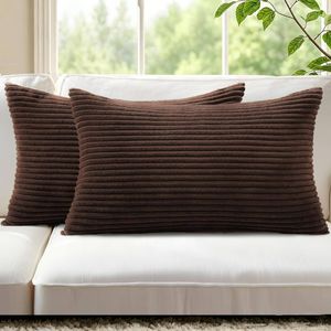 Gioia Casa 2-pack Corduroy Velvet Cushion Covers - 30cm X 50cm, Brown