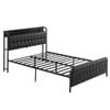 Artiss Queen Bed Frame Storage Headboard Charging Station Black