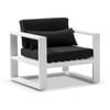 Santorini 1 Seater Outdoor Aluminium Arm Chair White & Denim Grey Cushions