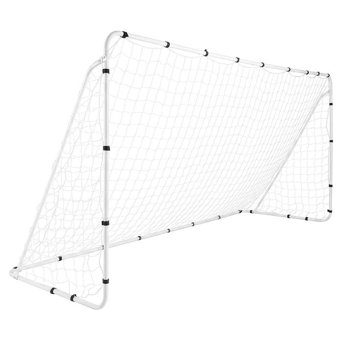 Costway 367x124cm Soccer Goal Heavy Metal Frame PE Netting-White