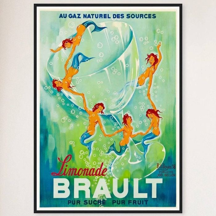Galrie Brault Lemonade Vintage Advertising Poster Retro Framed Art Print for Home Decor, Black Frame, 50 x 70cm (20 x 28inch)