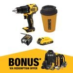 DeWALT 18V XR 2.0Ah 2 Speed Hammer Drill Driver Kit With Travel Mug DCZ709D1A-XE