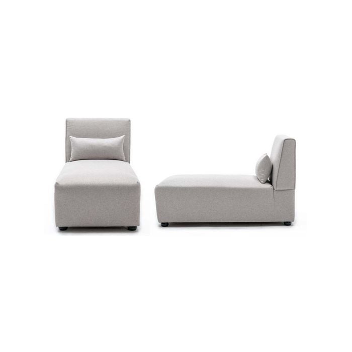 Foret 1pc Sofa Modular Extension Lounge Couch Fabric Long Seater Chaise Beige