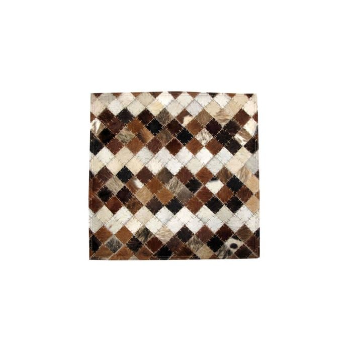 Multi-Purpose Animal Hide Diamond Patch Brown with Woollen Fleece Reverse