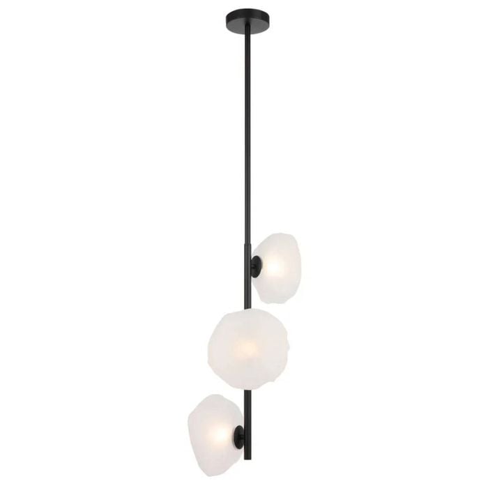 Telbix Zecca Contemporary Pendant Hanging Lamp Light Metal Glass Frost Black Frosted