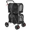 Costway 4in1 Pet Stroller Double Layer Travel Cart Black