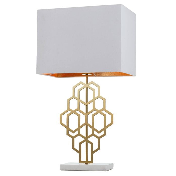 Telbix White/Antique Gold Large Akron Table Lamp