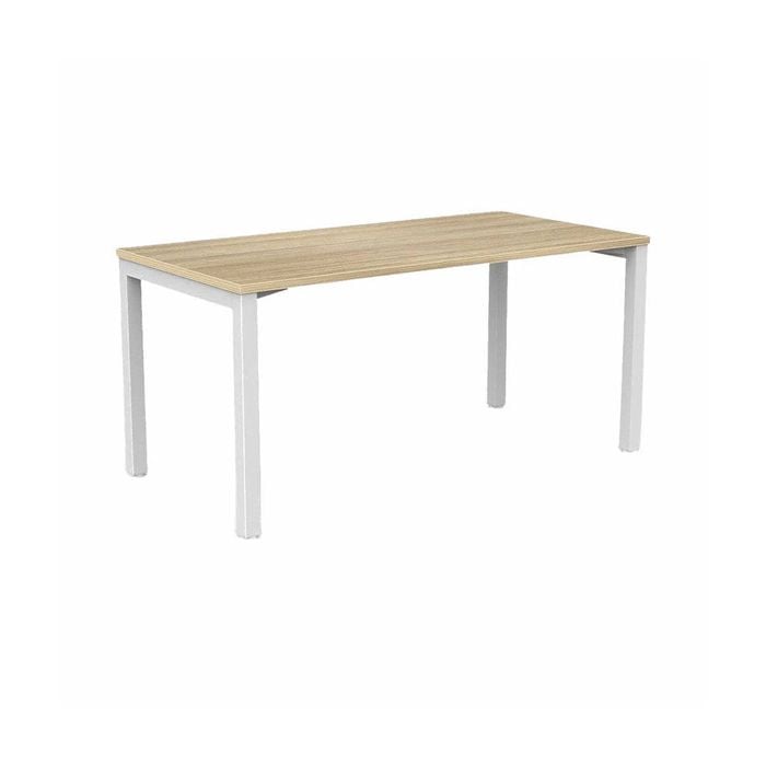 Olg Axis Single White Frame New Oak Ravine Top Scallop Office Desk L1800mm X W750mm
