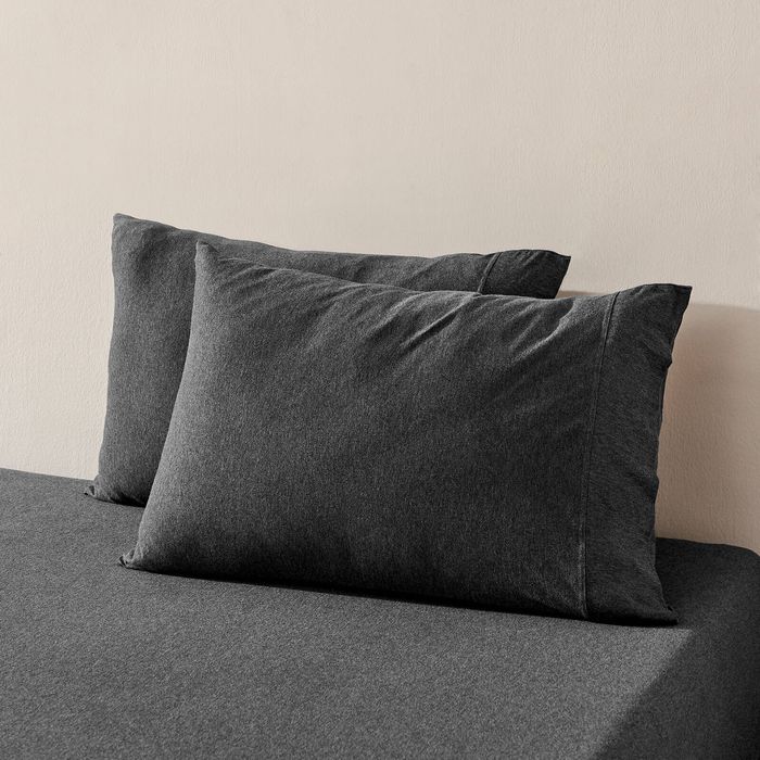 Dreamaker Jersey Luxe 100% Cotton Standard Pillowcase Twin Pack Charcoal